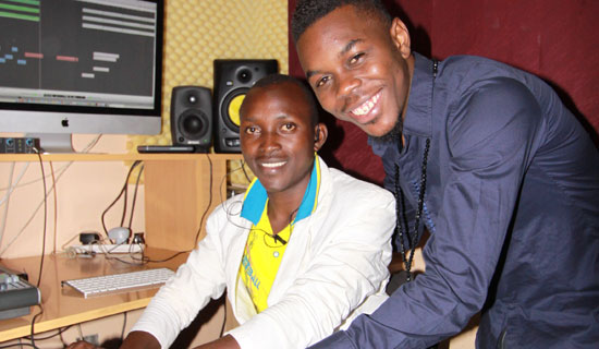 Producer Andy (right) and Vanny at Buddies’ studio. Photo By Ismail Kezaala