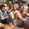 Nabwiso (second right) and other actors and actresses in the movie State Research Bureau.