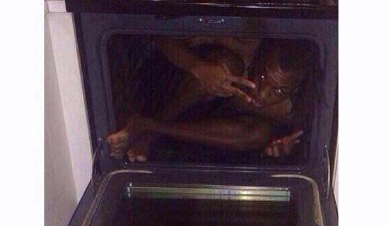 He took a spooky selfie in an oven!