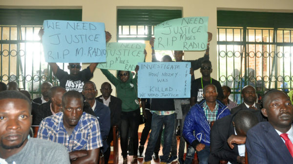 Mowzey Radio's relatives and fans at Makindye Magistrate's Court on May 23, 2018