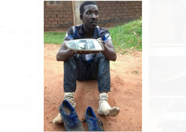 Qute Kaye holding the headlight that he was caught stealing