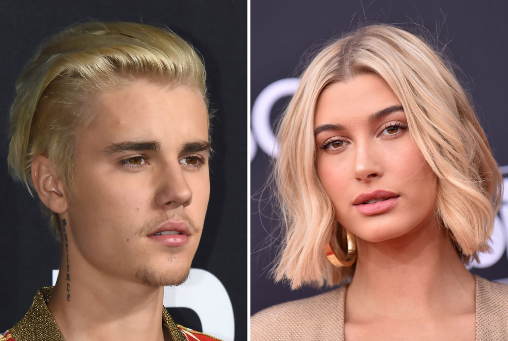(FILES:) These two file photos show singer Justin Bieber (L) on February 10, 2016 attending the Yves Saint Laurent men's fall line at the Hollywood Palladium in Hollywood, California; and TV personality-model Hailey Baldwin (R) on May 20, 2018 at the 2018 Billboard Music Awards at the MGM Grand Resort International in Las Vegas, Nevada. Trouble-prone pop star Justin Bieber will be a married man after popping the question to model Hailey Baldwin whom he has dated for one month, reports said on Sunday, July 8, 2018. The 24-year-old Canadian heartthrob, who has become better known for his off-stage antics, proposed to the 21-year-old over dinner Saturday night at a restaurant in The Bahamas, the celebrity news site TMZ said. The site quoted witnesses at the restaurant, who said that Bieber's security team asked them all to put their phones away for the proposal. / AFP PHOTO / ROBYN BECK