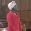 Cynthia Cherop, a student at the Moi University, when she appeared in court to answer to charges of stealing Sh70,000 from her mother’s two accounts